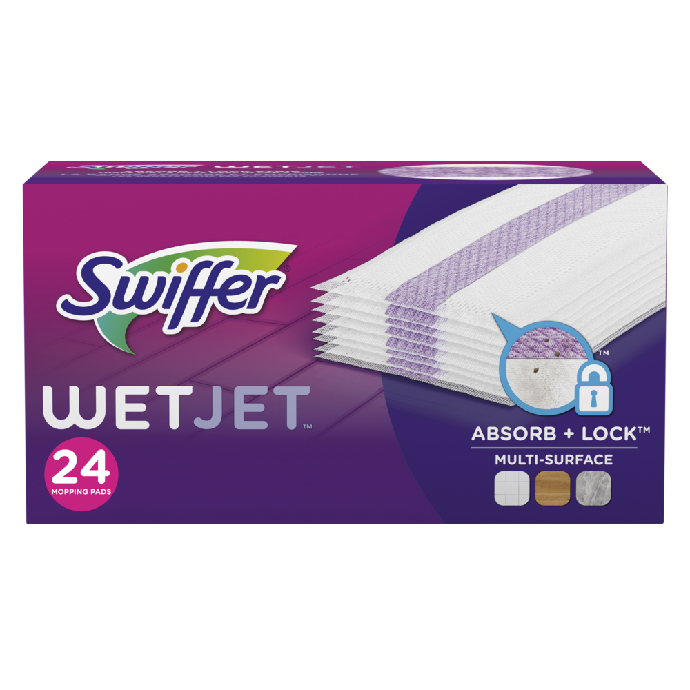  PGT08443  Swiffer - Recharge de coussins pour balai vaporisateur  WetJet nettoyant pour planchers multi-surfaces, Paquet de 24