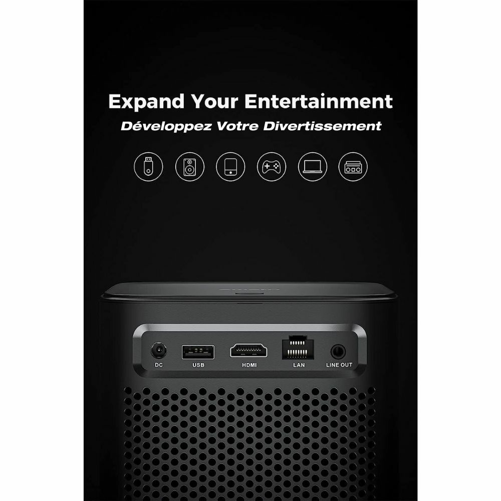 Projecteur portatif sous licence officielle de Netflix Emotn N1, 1080p HD  intégrale native, Wi-Fi 5G et Bluetooth 5,0 (NOIR)