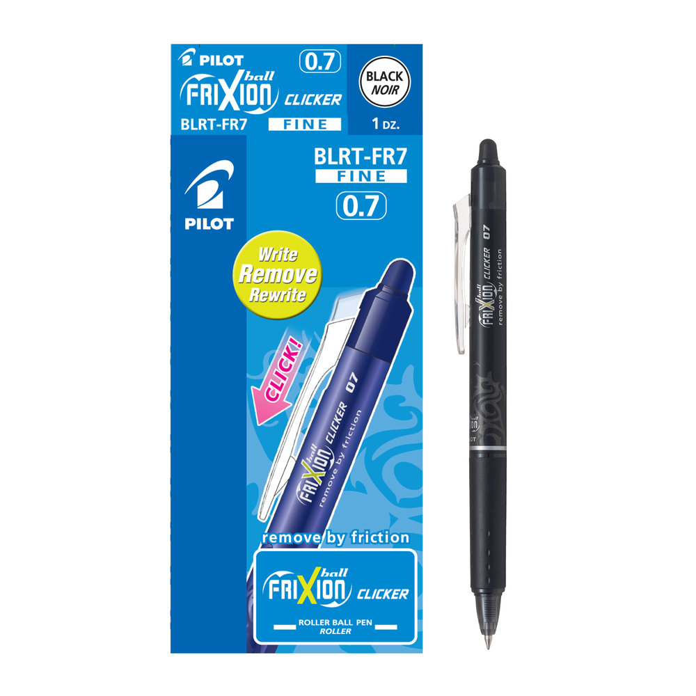 Pilot Frixion Clicker Retractable Pen 0.7mm Black Box 12