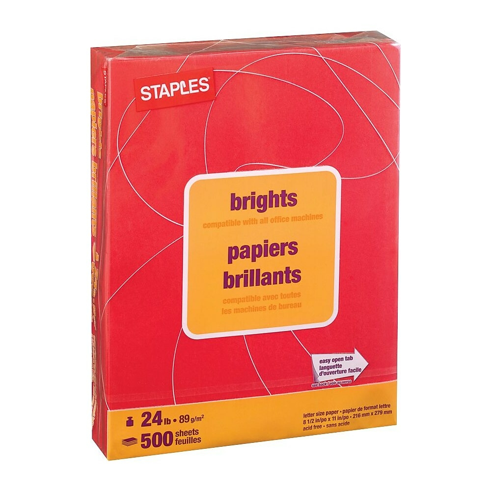 Staples Brights Coloured Copy Paper - Letter - 8-1/2 x 11