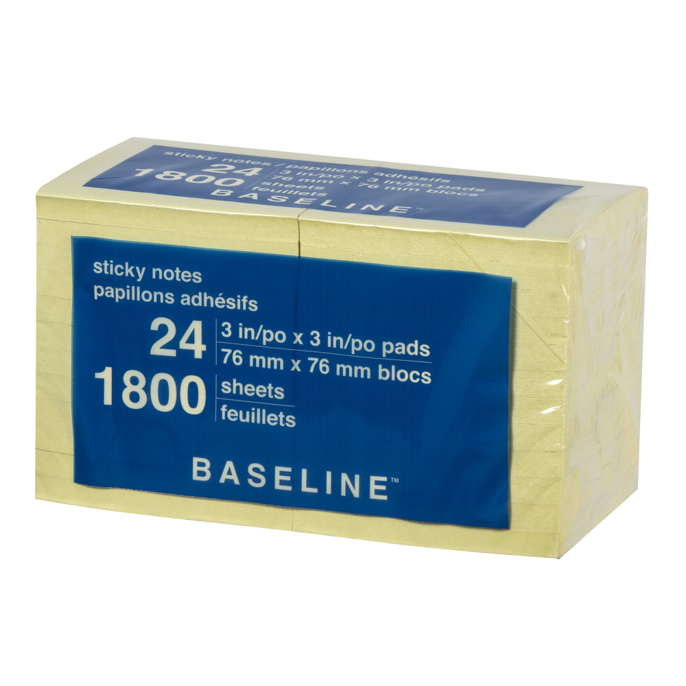  STPS33YR24C  Feuillets autocollants Stickies, 3 po x 3 po,  jaune, paq./24