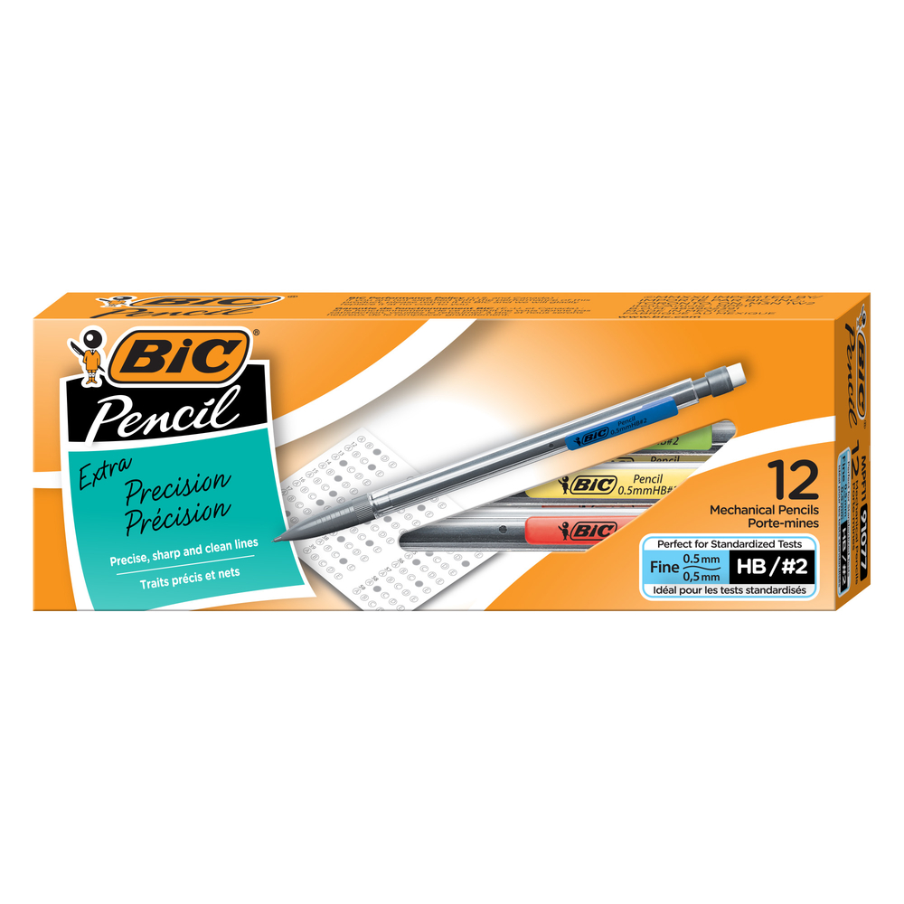  BICMPF11  BIC Extra-Precision HB Mechanical Pencils - 0.5 mm -  12 Pack