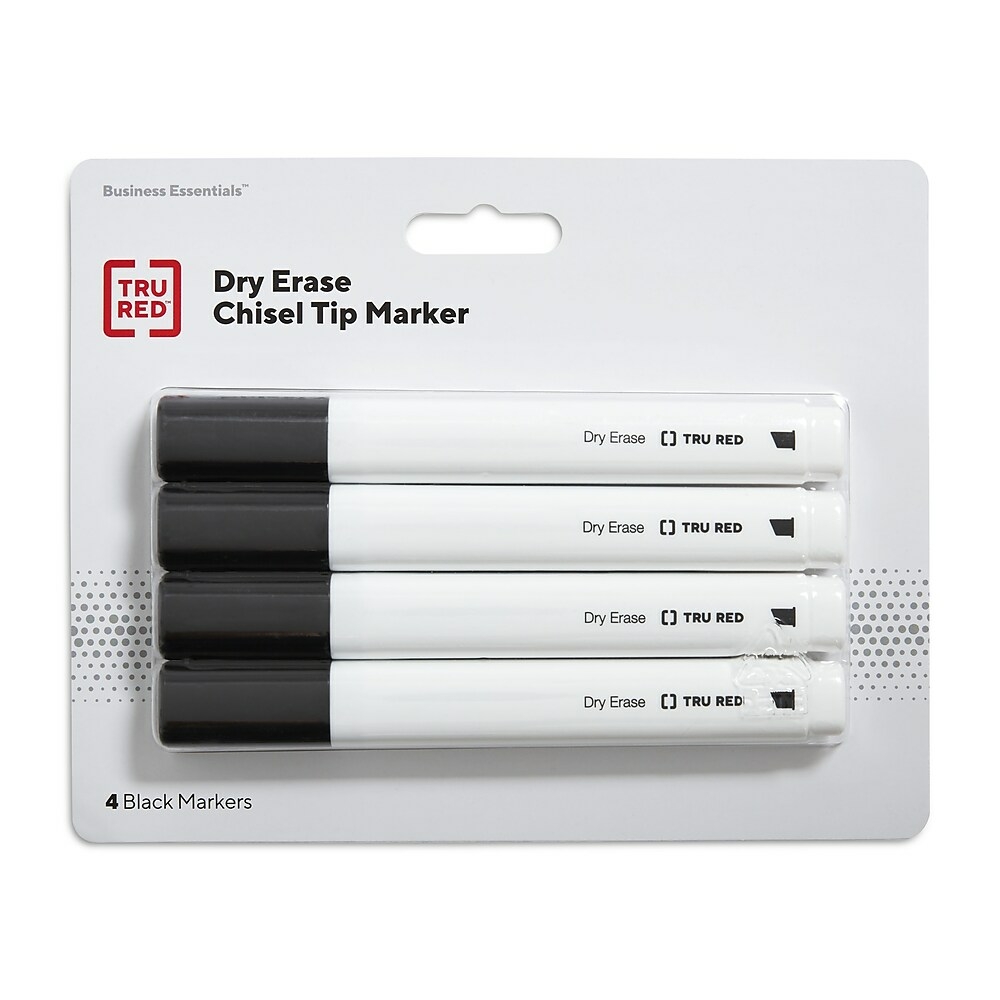  STAPLES Tru Red Pen Dry Erase Markers Fine Tip Black