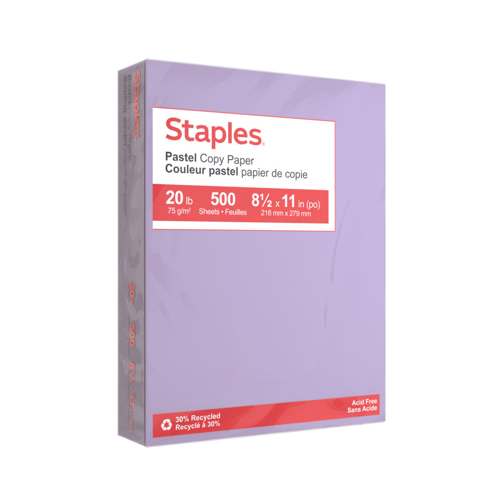  STP122457  Staples FSC-Certified 3-Hole Punched Copy Paper - 20  lb. - 8.5 x 11 - White - 5000 Sheets