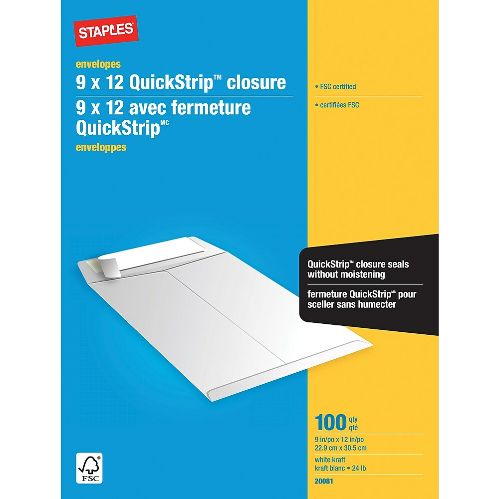  STP08107  Staples - Pochettes de plastification HeatSeal, format  lettre, 3 mil, paquet de 100