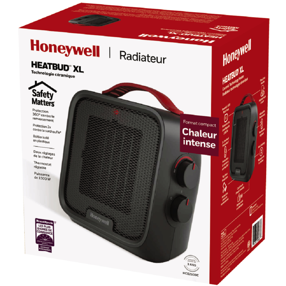 Honeywell chaufferette tour de 1500 W. Radiateur électrique à céramique,  protection contre le basculement, thermostat intégré, programmable.