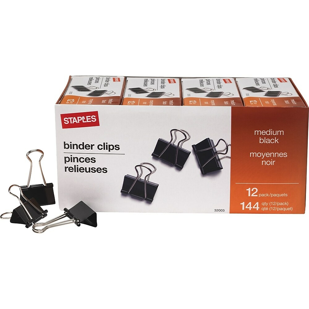 Staples Binder Clips - Small - 3/4 - Black - 40 Pack