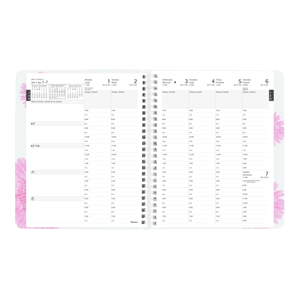  2024 Weekly & Monthly Planner Refill, 3-3/4 x 6-3/4