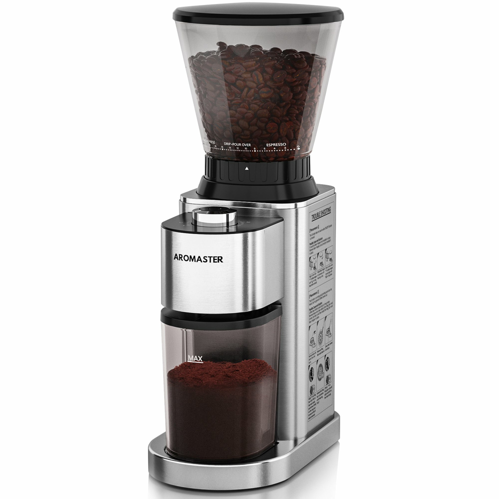  AORCG204  Aromaster Electric Burr Coffee Grinder - Stainless  Steel