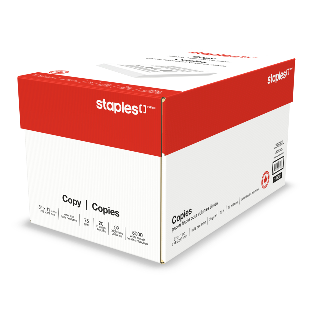 Staples Copy Paper, 8.5 x 11, 30% Recycled - 500 sheets