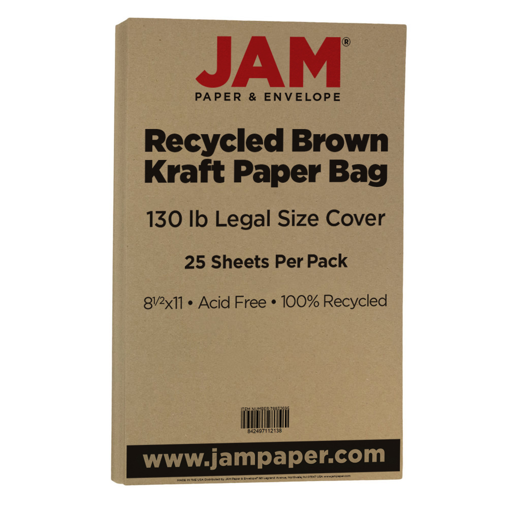 JAM Paper® Legal Sized Cardstock, 8.5 x 14, 130lb Brown Kraft Paper,  25/pack (78832697)