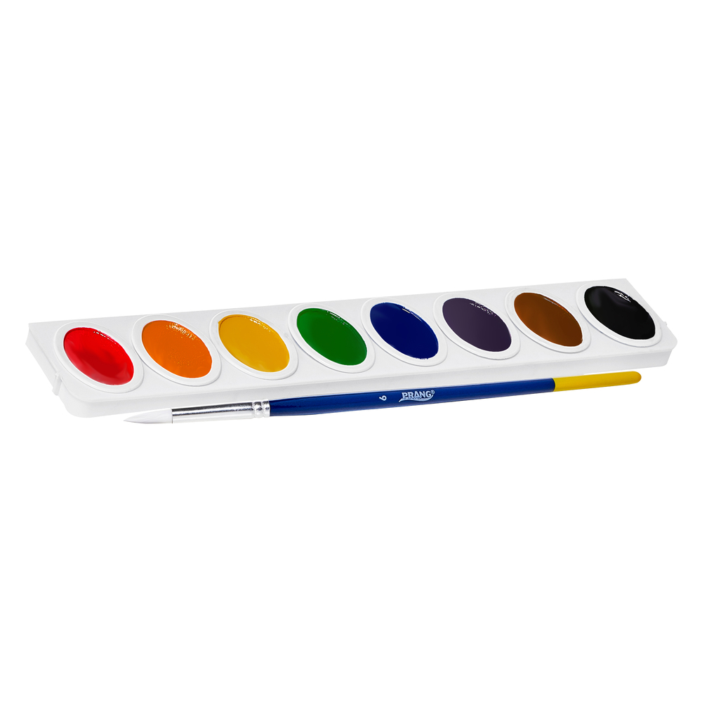 Crayola Non-Toxic Semi-Moist Watercolor Paint Set, Plastic Oval Pan, 8  Assorted Brilliant Colors