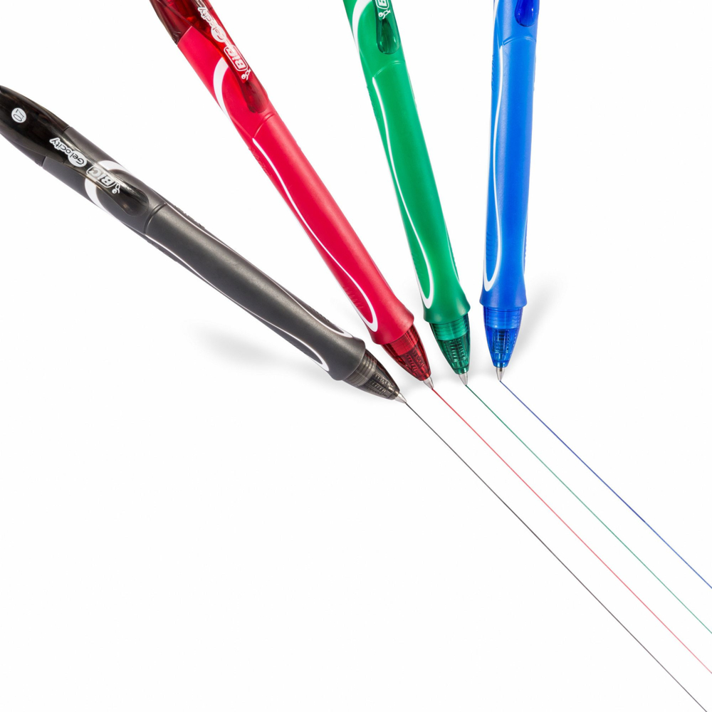  BICRGLCGP41AST  BIC Gel-ocity Retractable Quick Dry Gel Pen -  Medium Point (0.7mm) - Assorted Colours - 4 Pack
