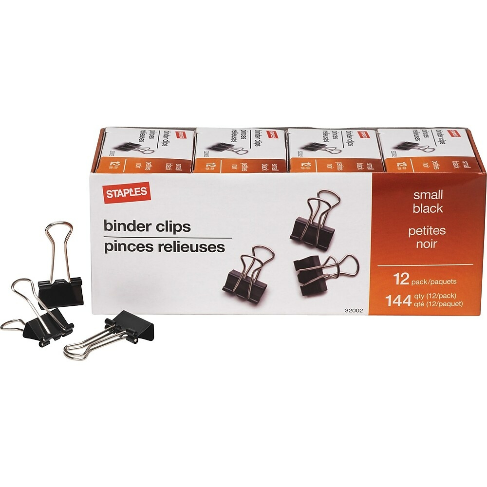  STP10669  Staples Binder Clips - Large - 2 - Black - 12 Pack