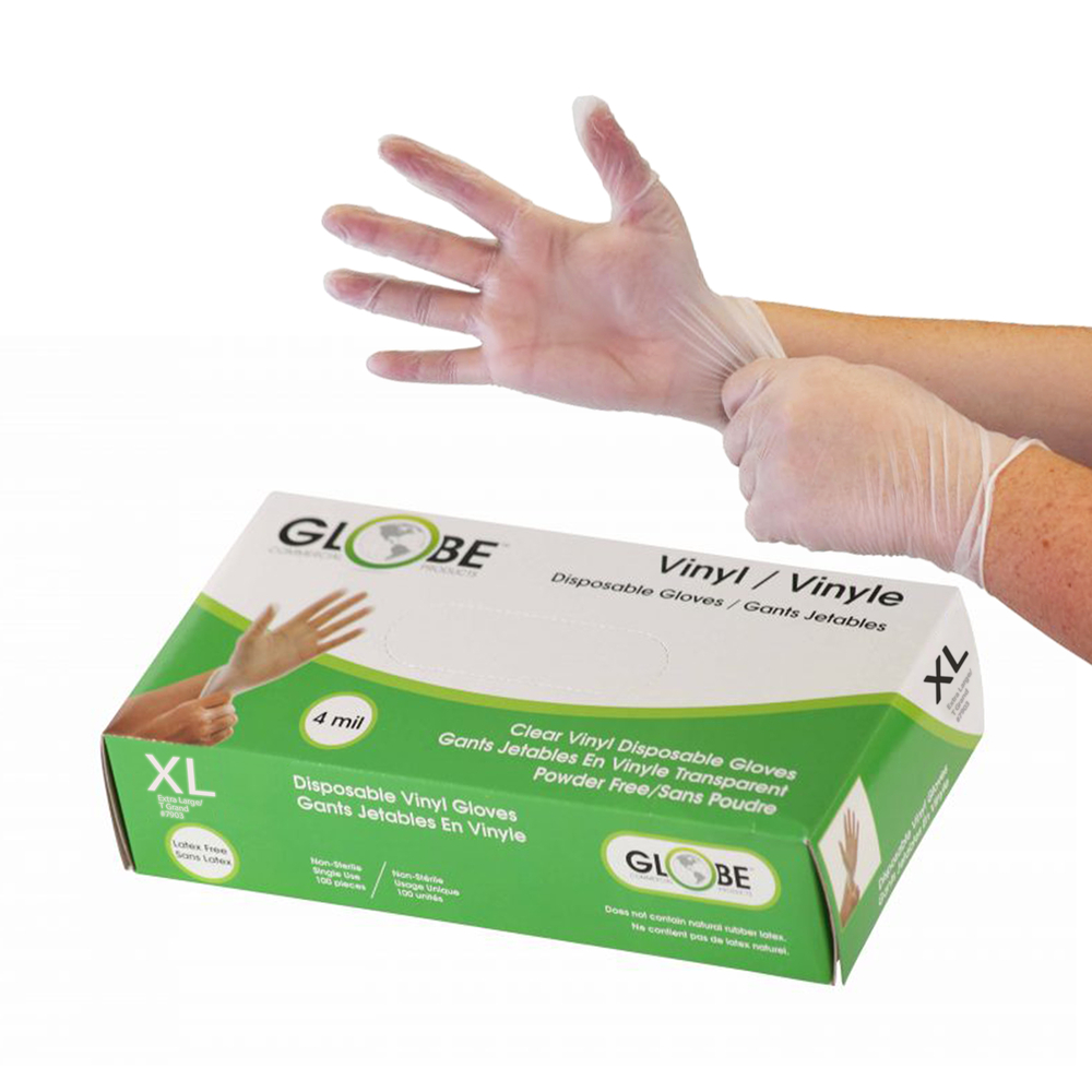  GCP7903  Globe Vinyl Powder Free Medical Gloves - 4mil