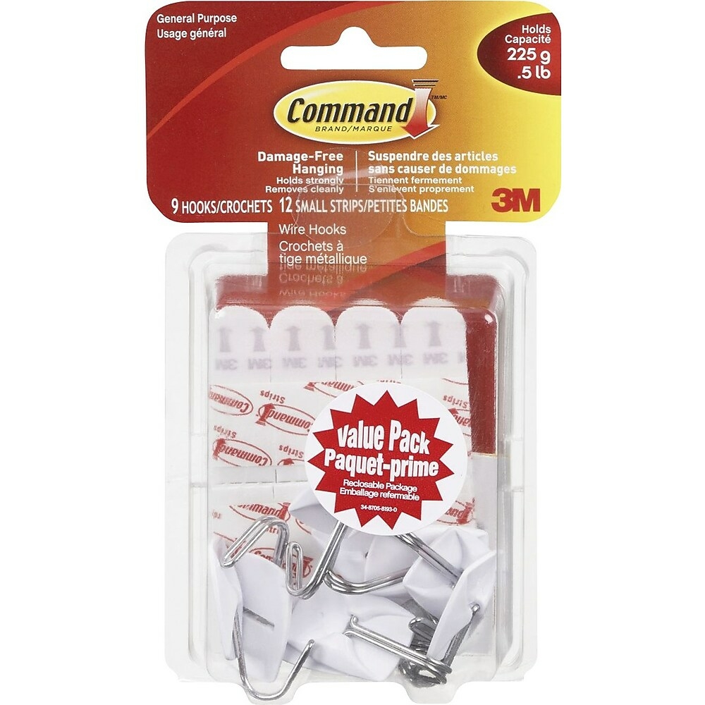  MMM17067CVP  Command Small Wire Hooks - 1/2 lb Capacity