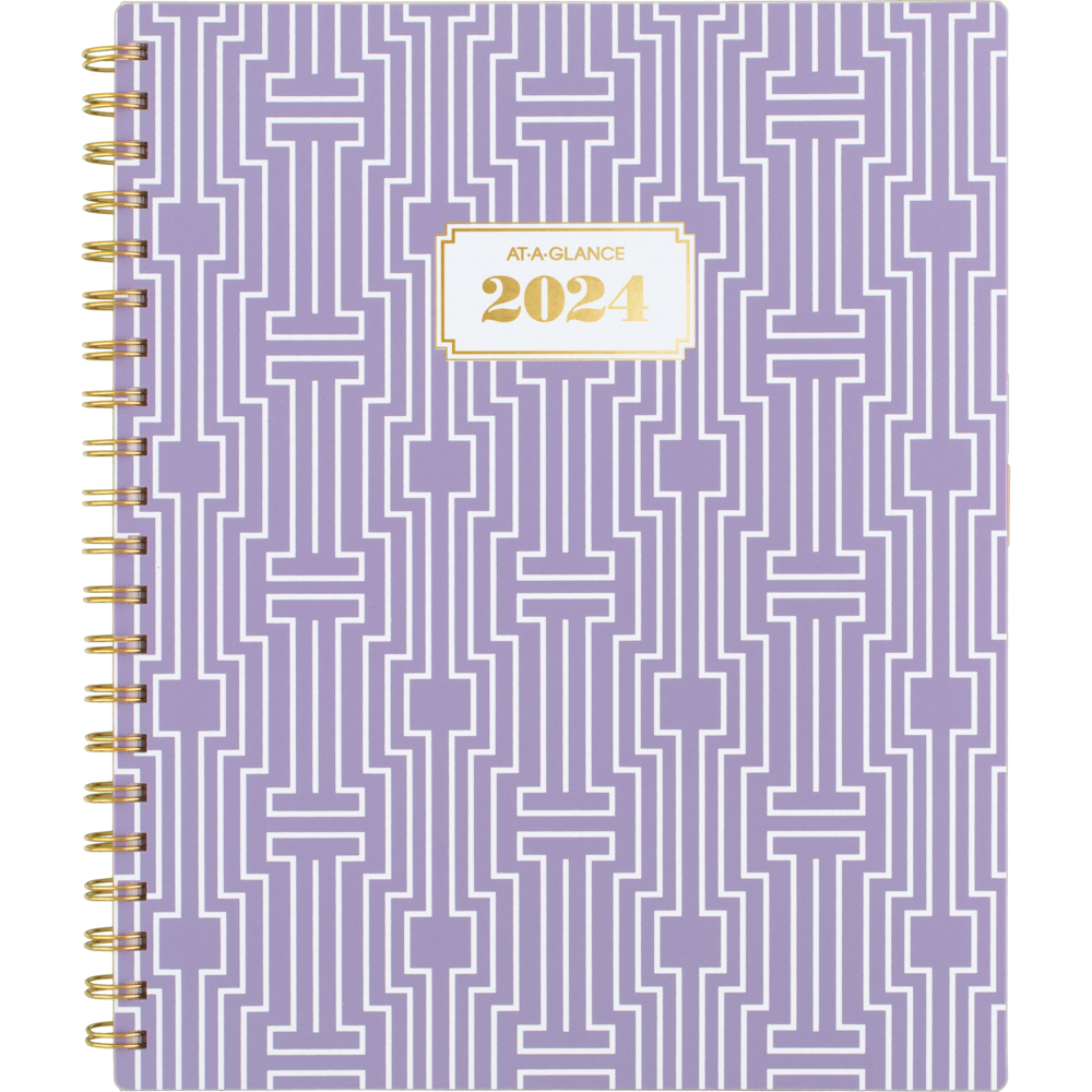  AAG1675G905F24  AT-A-GLANCE - Agenda hebdomadaire/mensuel Badge geo  2024 - violet - 11 po H x 8 1/2 po l - bilingue