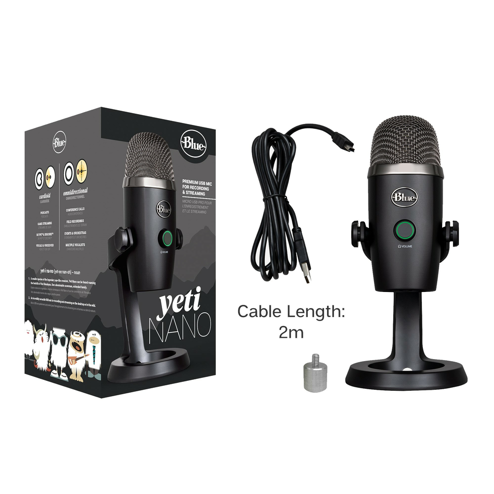 Blue Yeti USB Condenser Microphone - Black; For Recording and Streaming;  Blue VO!CE effects; 4 Pickup Patterns - Micro Center