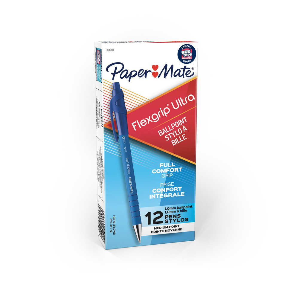  PAP95101  Paper Mate - Stylos à bille FlexGrip UltraMC recyclés  retractables - 1,0mm - bleu