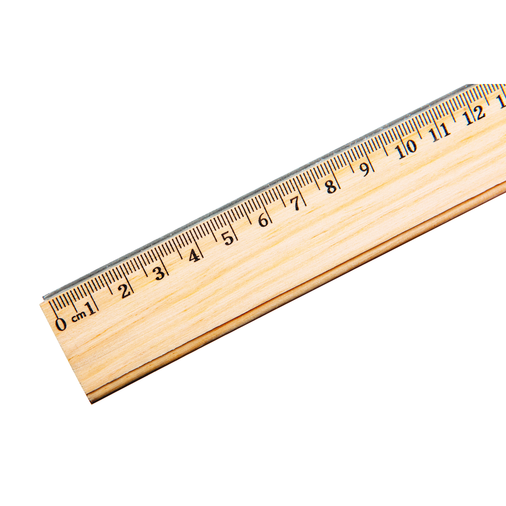 Wooden Ruler 12 (30Cm), Singel Metal Edge, Inches Centimeter