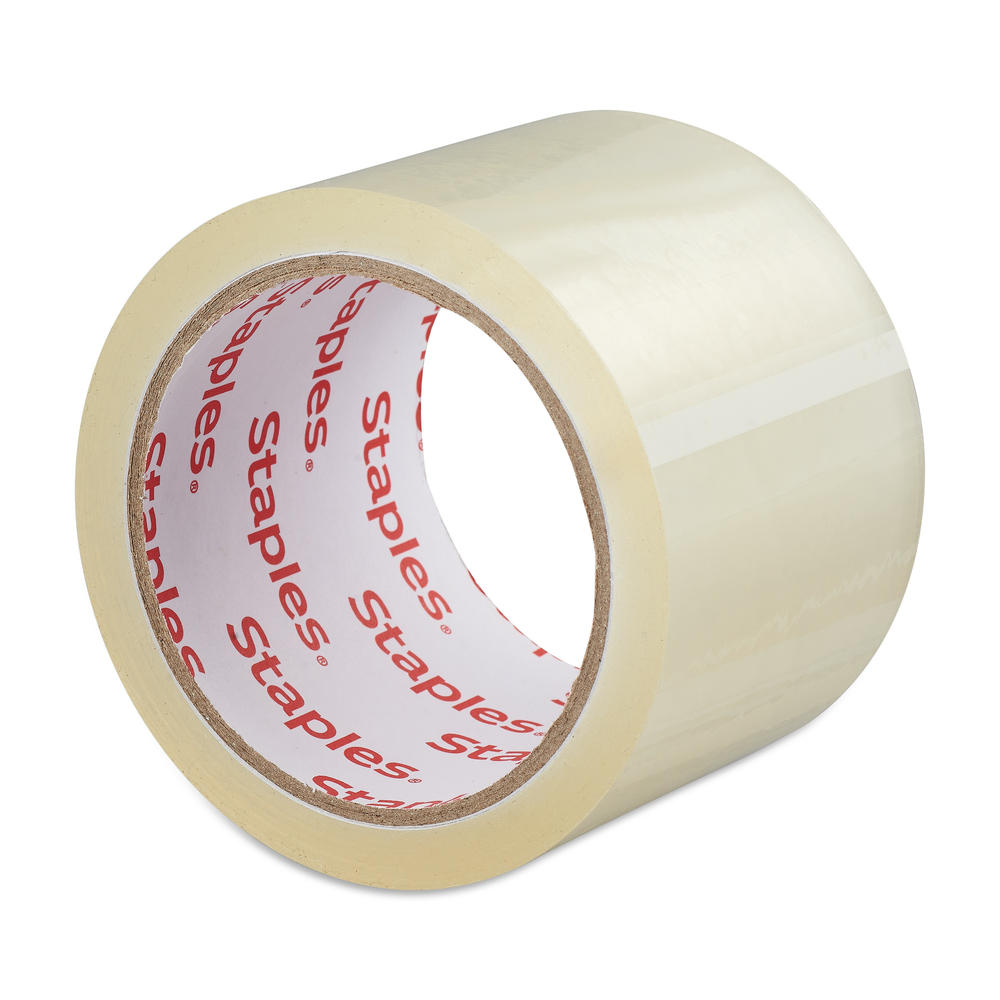  STP35975  Staples Wide Packaging Tape, 72 mm x 50 m, 2-mil,  Clear, 6 Pack