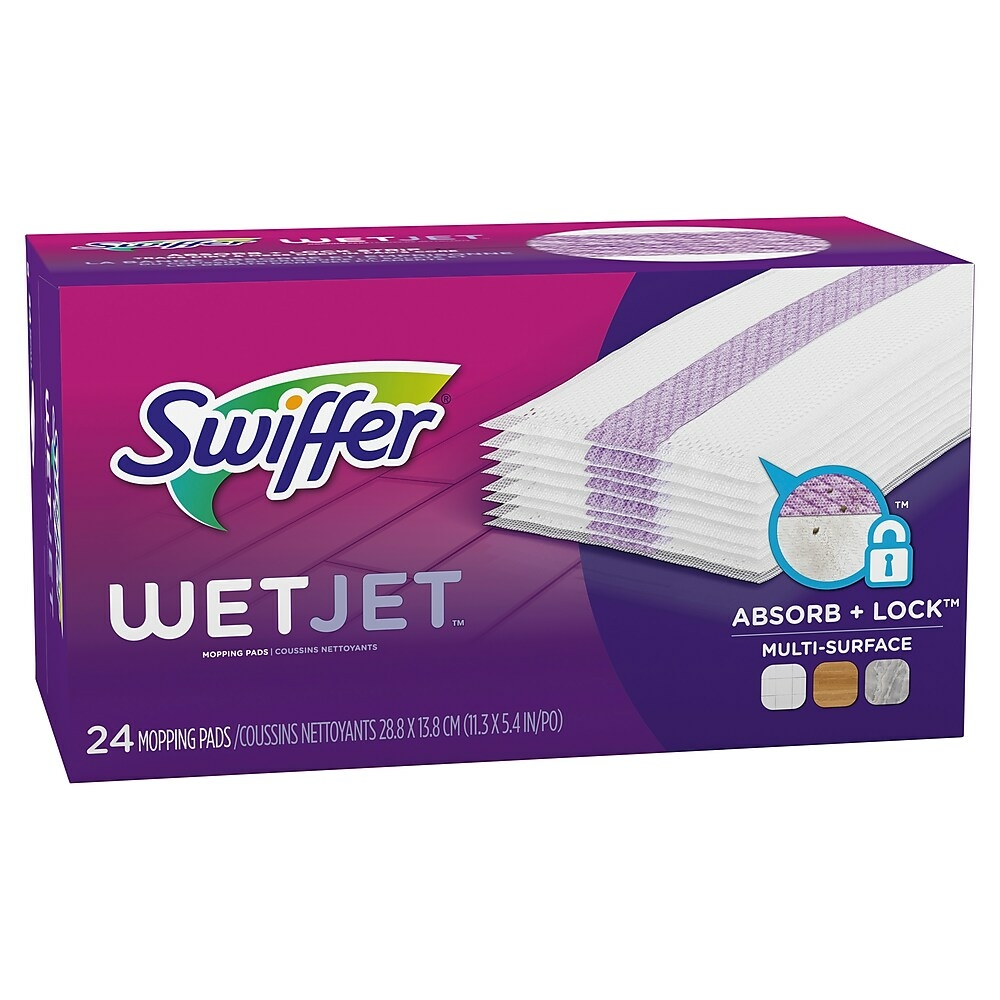  PGT08443  Swiffer - Recharge de coussins pour balai vaporisateur  WetJet nettoyant pour planchers multi-surfaces, Paquet de 24