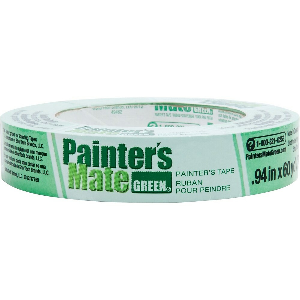 Painter's Mate Green Double-Sided Poly-Hanging Tape - White, 1.41 Inch x 25  Yard
