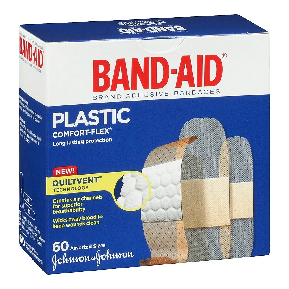  JJJOTC1006178  BAND-AID Brand COMFORT-FLEX Plastic Bandages,  Assorted, 60 Pack