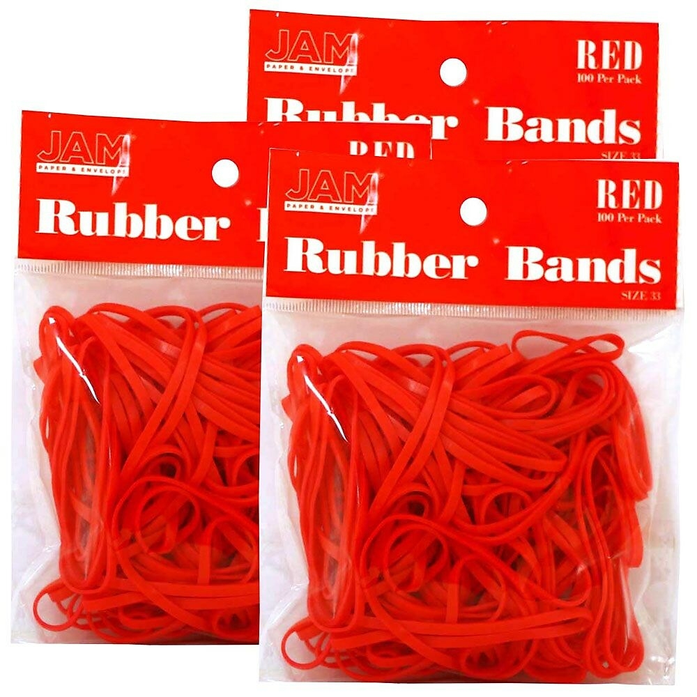  JPD333RBREG  JAM Paper Rubber Bands, #33 Size, Red Rubberbands,  300 Pack (333RBreg)