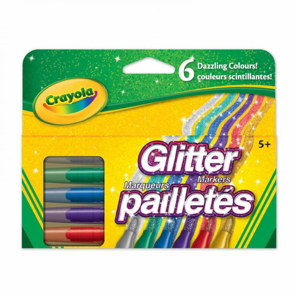 Crayola Glitter Markers, Assorted Colors, Set of 6
