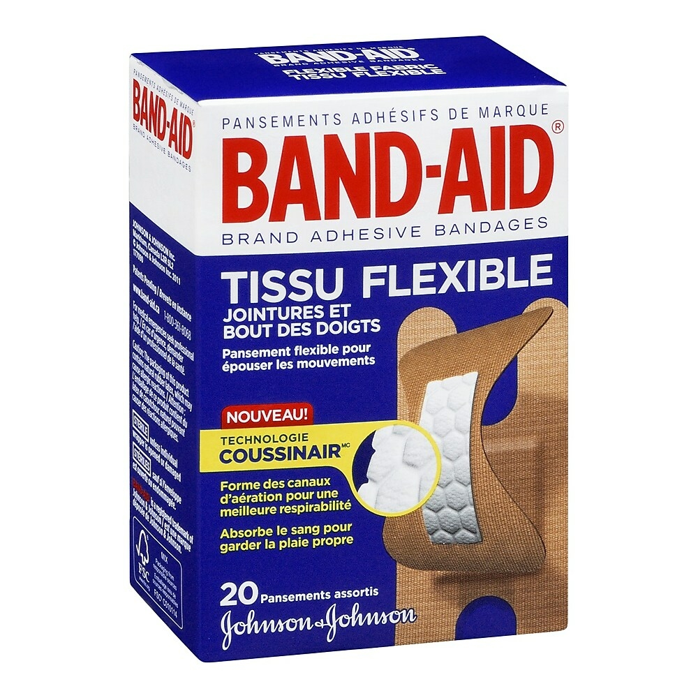 Band-Aid Band-Aid Flexible Fabric Adhesive Bandages Knuckle Fingertip, 20  each (Pack of 2) : : Health & Personal Care