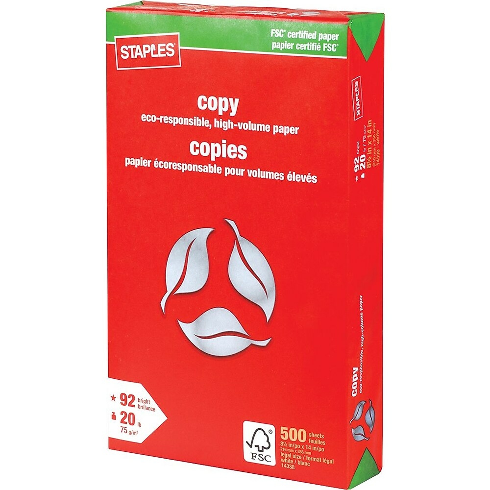  STP14338  Staples FSC-Certified Copy Paper - 20 lb