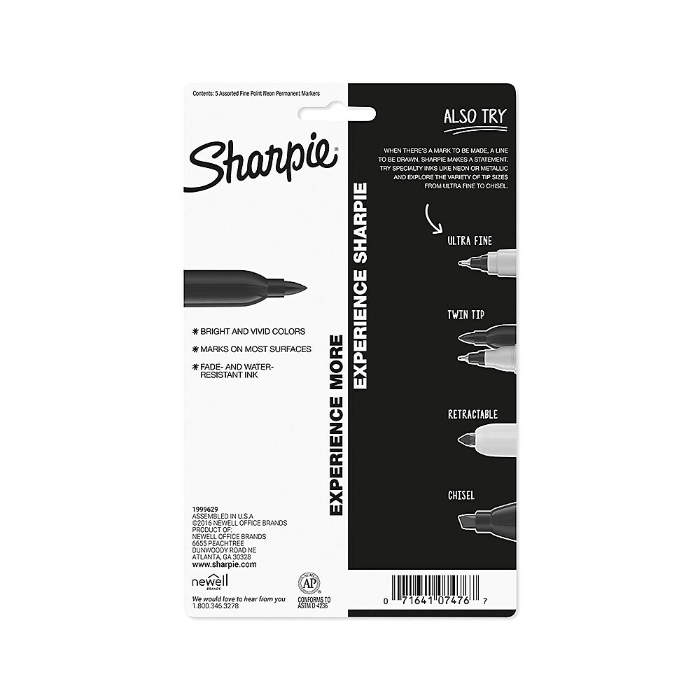 Sharpie Neon Fine Point Permanent Marker