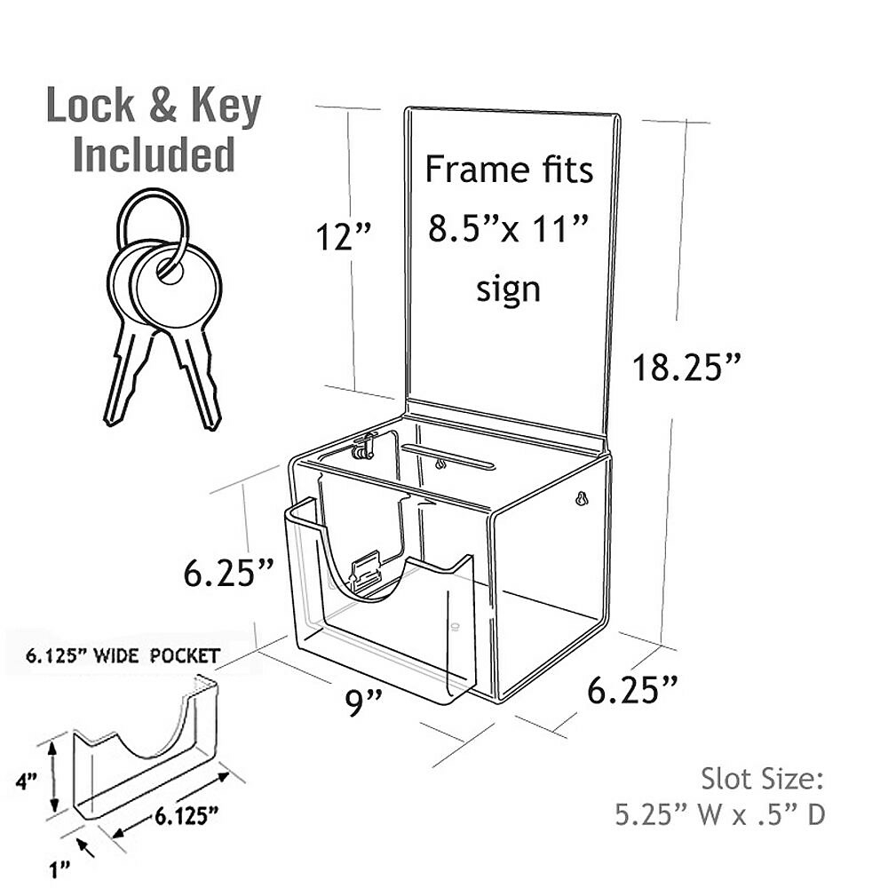 Extra Large Acrylic Lottery Box with Lock and Key, Clear