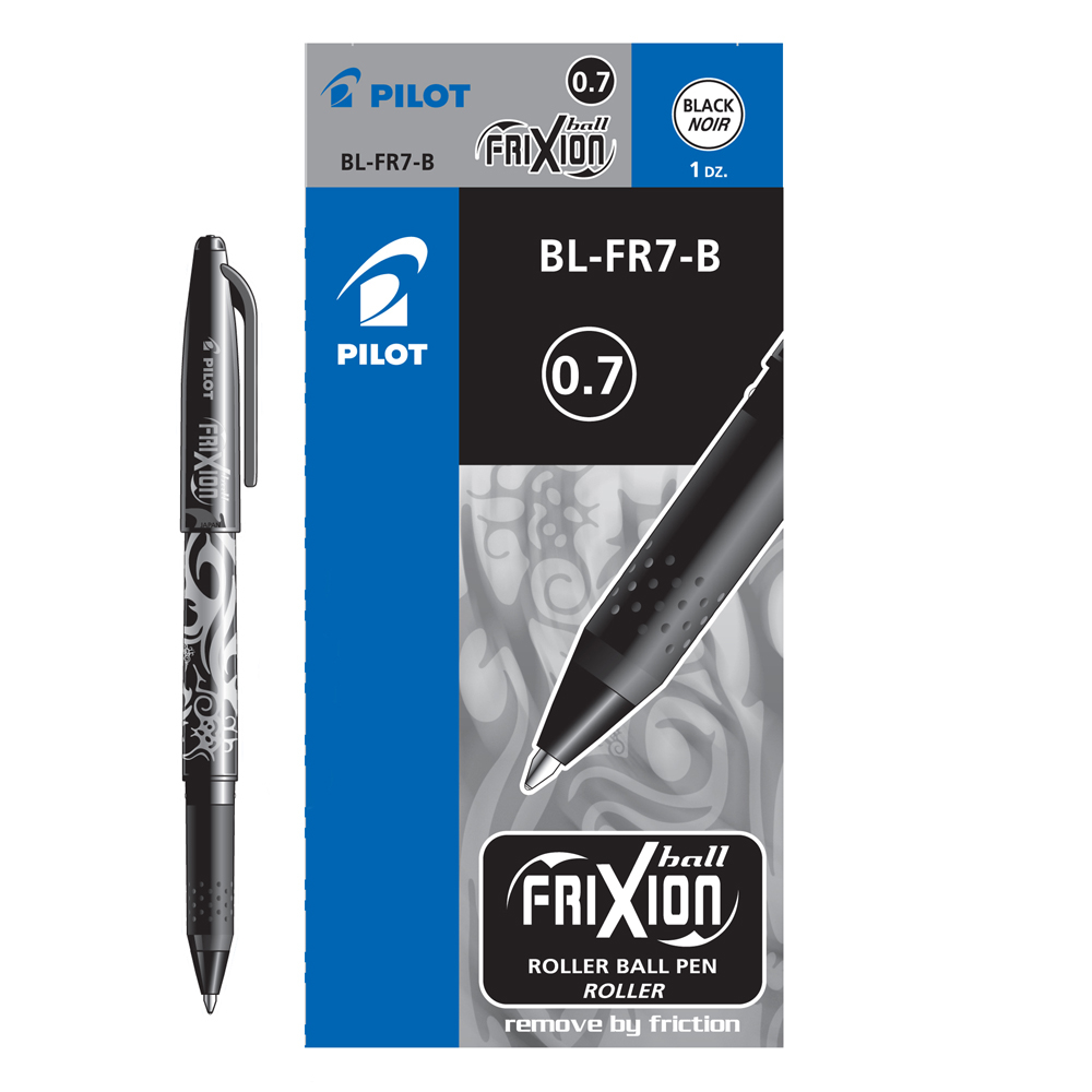  PILBLFR7BK  Pilot Frixion Ball Erasable Gel Pen - 0.7mm - Black