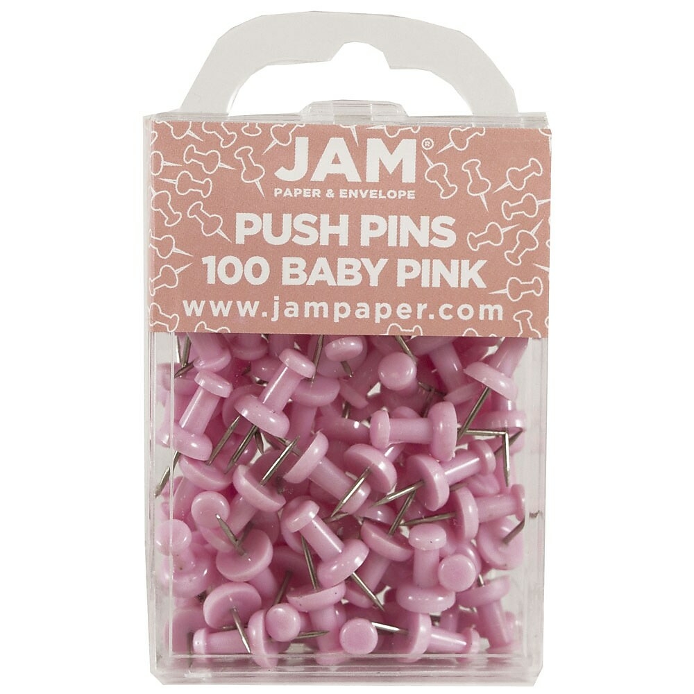  JPD222419048G  JAM Paper Push Pins, Baby Pink Pushpins, 3 Packs  of 100, 300 Total (222419048g)