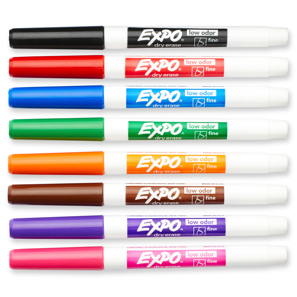  EXPO Low Odor Dry Erase Markers, Chisel Tip, Assorted Colors,  8 Pack : Expo Markers : Office Products