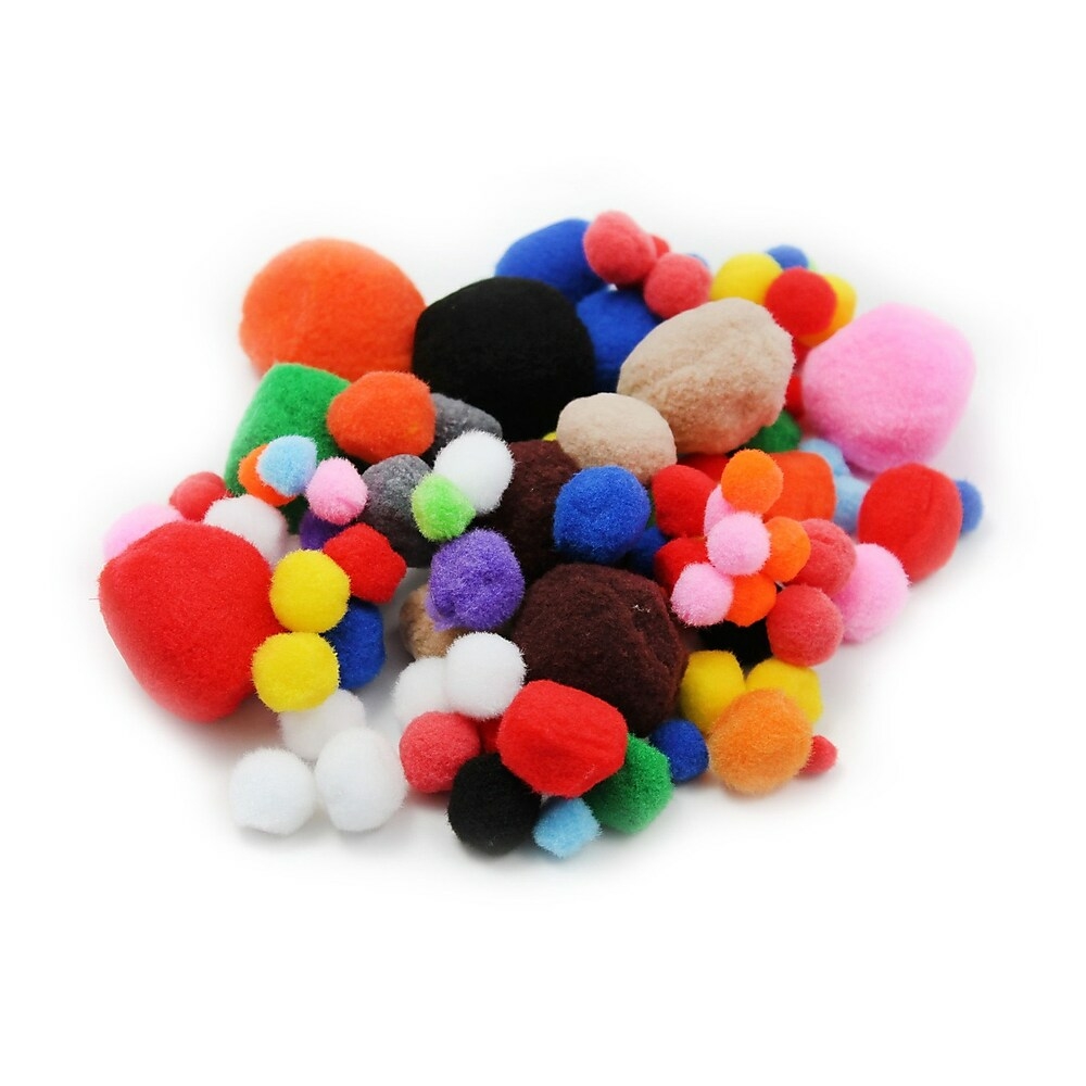 Essentials by Leisure Arts Pom Poms - Red -1/2 - 100 piece pom poms arts  and crafts - colored pompoms for crafts - craft pom poms - puff balls for  crafts