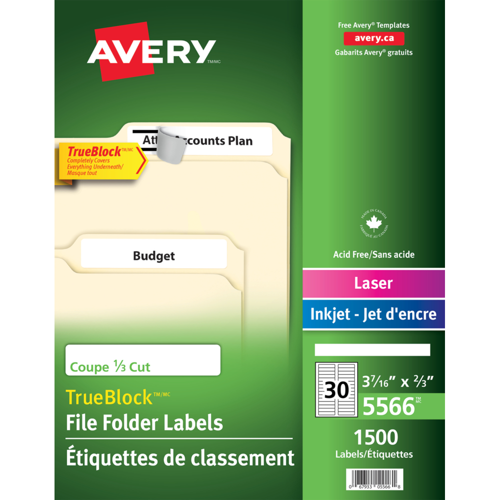 Étiquettes d'étiquette Avery permanentes