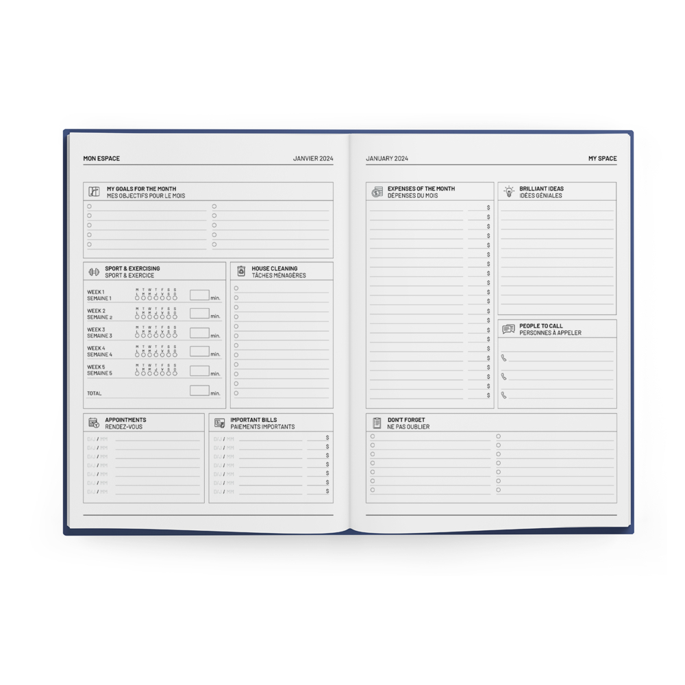  PBD442296624  Pierre Belvedere January to December 2024 Annual Weekly  Planner - 6.75 W x 9.5 H - Moth
