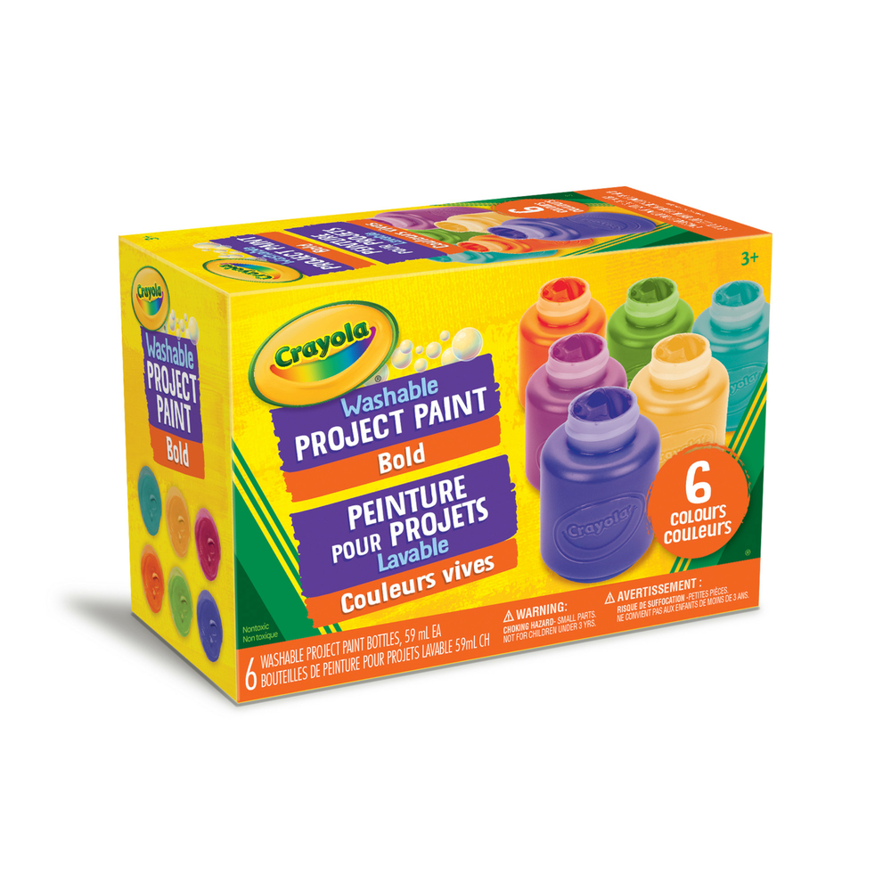 Crayola Washable Project Paint, Bold, 6 Colors