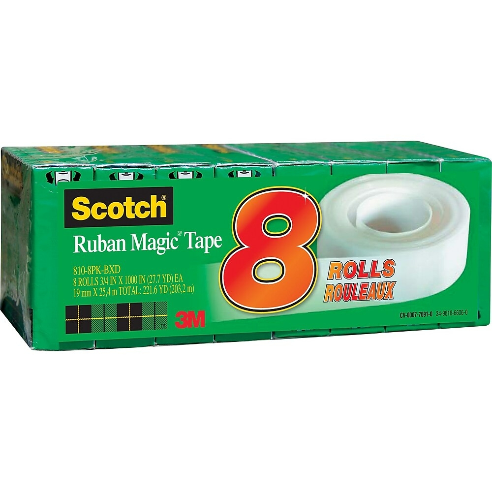  MMM810R1233  Scotch Magic Tape - 12.7 mm W x 33 m L - 1 Core -  Boxed
