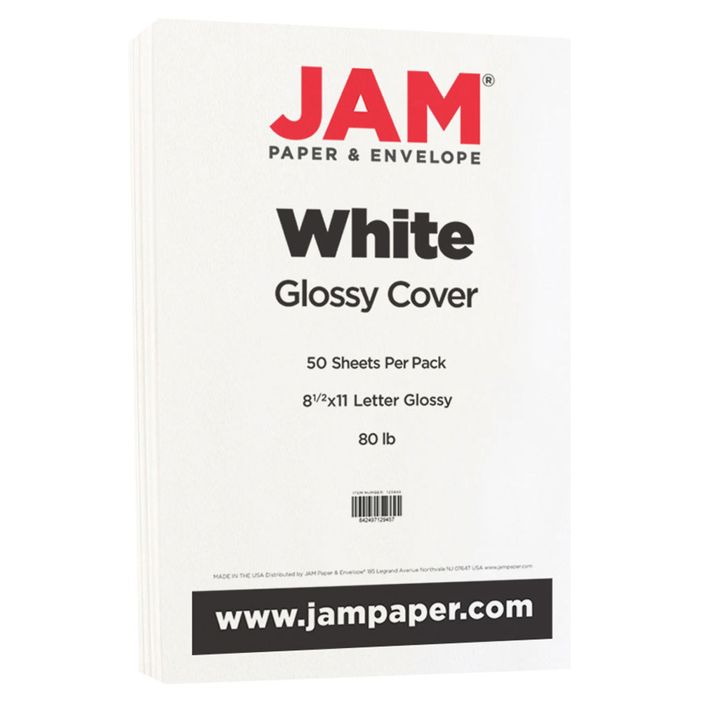  Hamilco White Glossy Cardstock Paper 8 1/2 x 11 80 lb Cover  Card Stock 50 Pack : Office Products