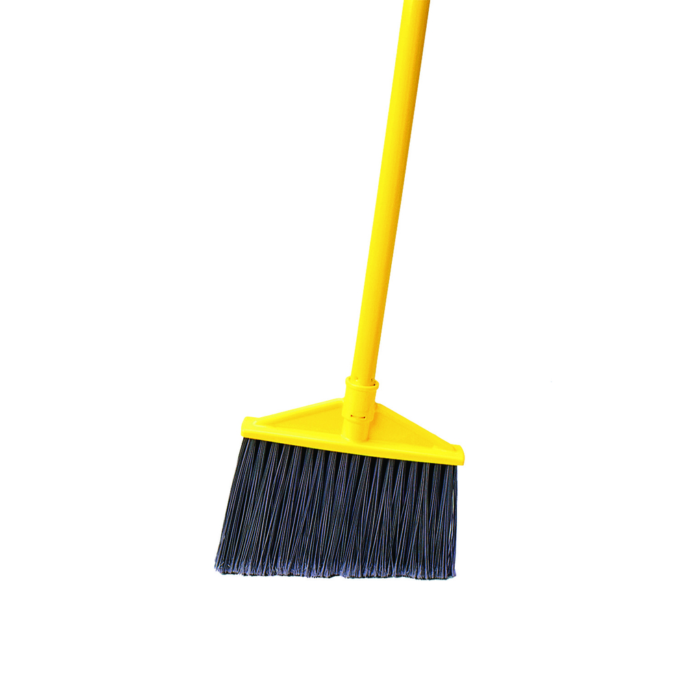 Rubbermaid Commercial Products Broom Angled with Vinyl Coated Metal Handled Polypropylene Fill Gray FG637500GRAY