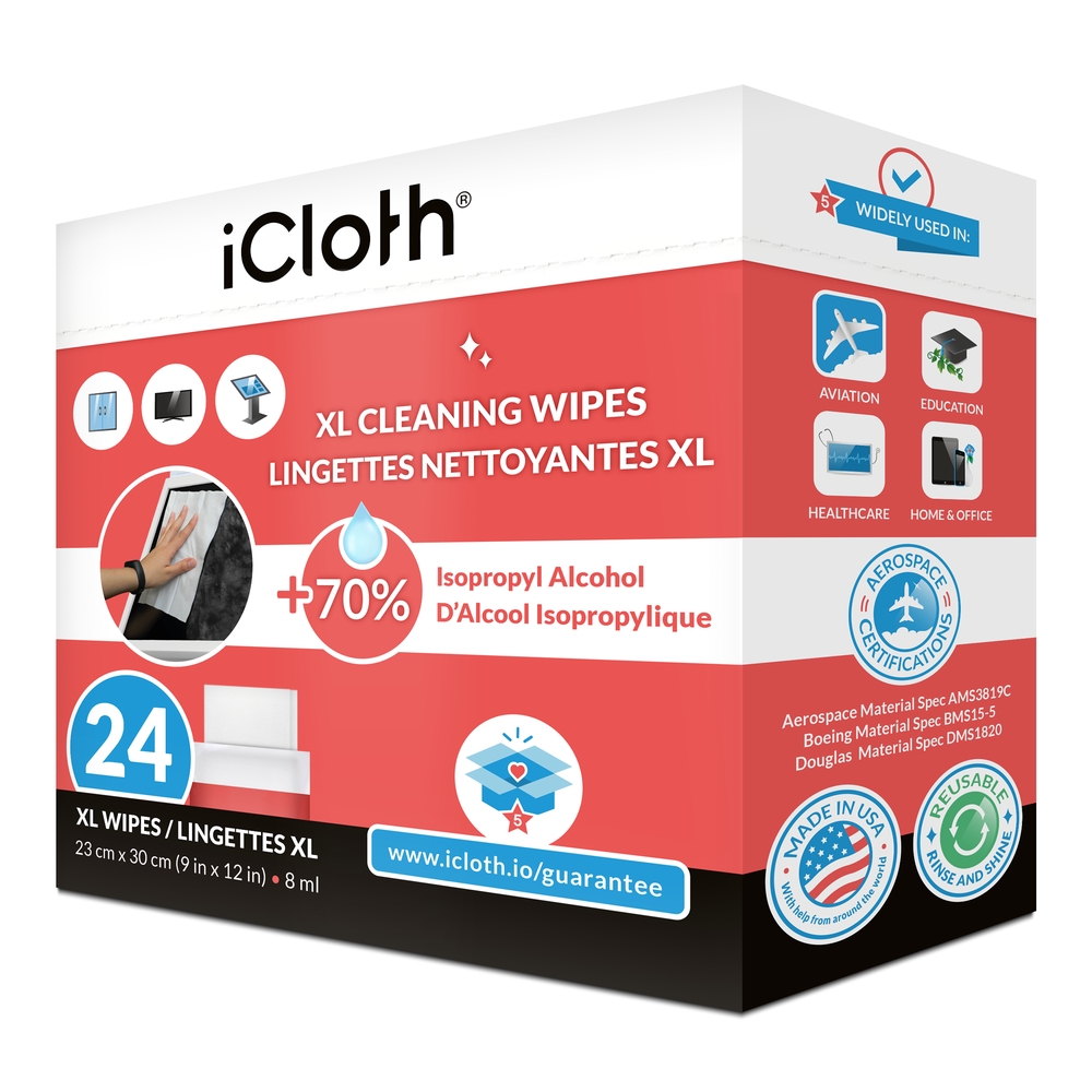  ICHICXL70IPA24  iCloth 70% Isopropyl Alcohol Cleaning Wipes -  Extra Large - 24 Pack