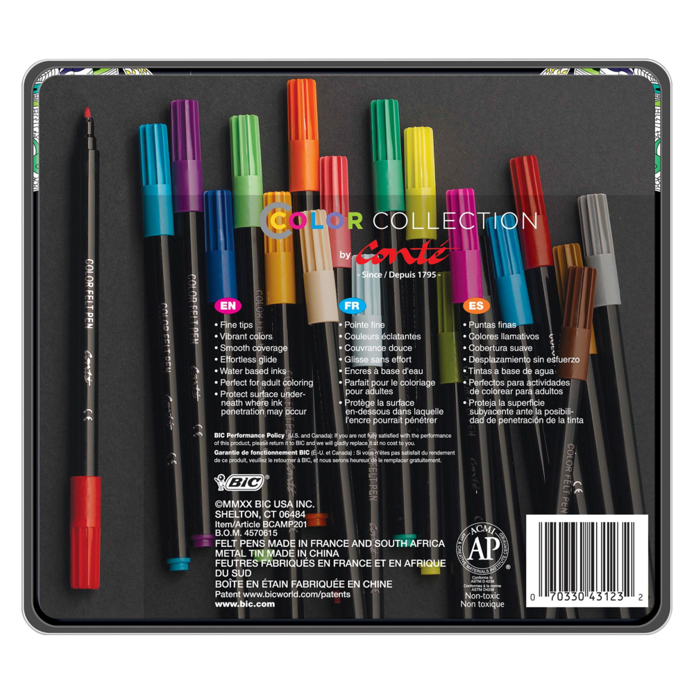BIC Intensity Fineliner Marker Pen, Assorted Colors, 20 Pack