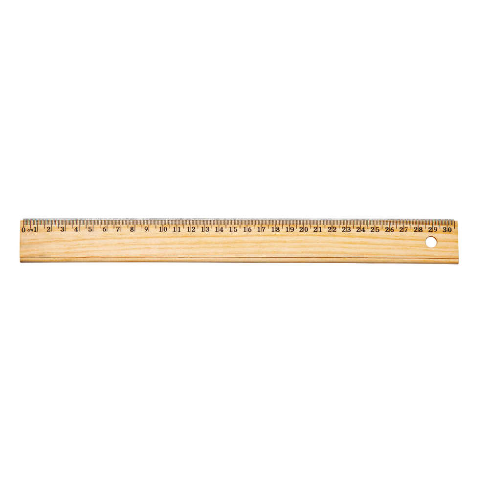 Wooden Ruler 12 (30Cm), Singel Metal Edge, Inches Centimeter