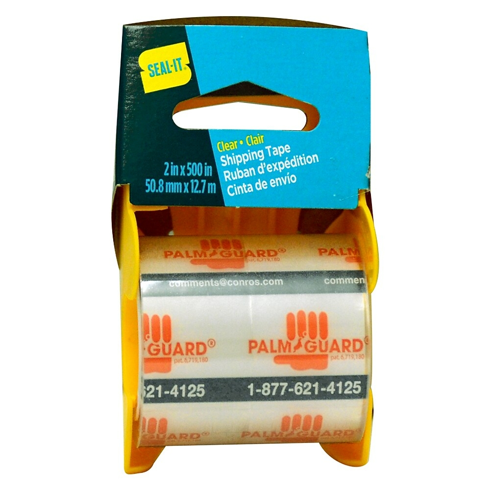 Seal-It Mail & Ship Strapping Tape 2 Inches x 360 Inches with Palmguard Dispenser White 