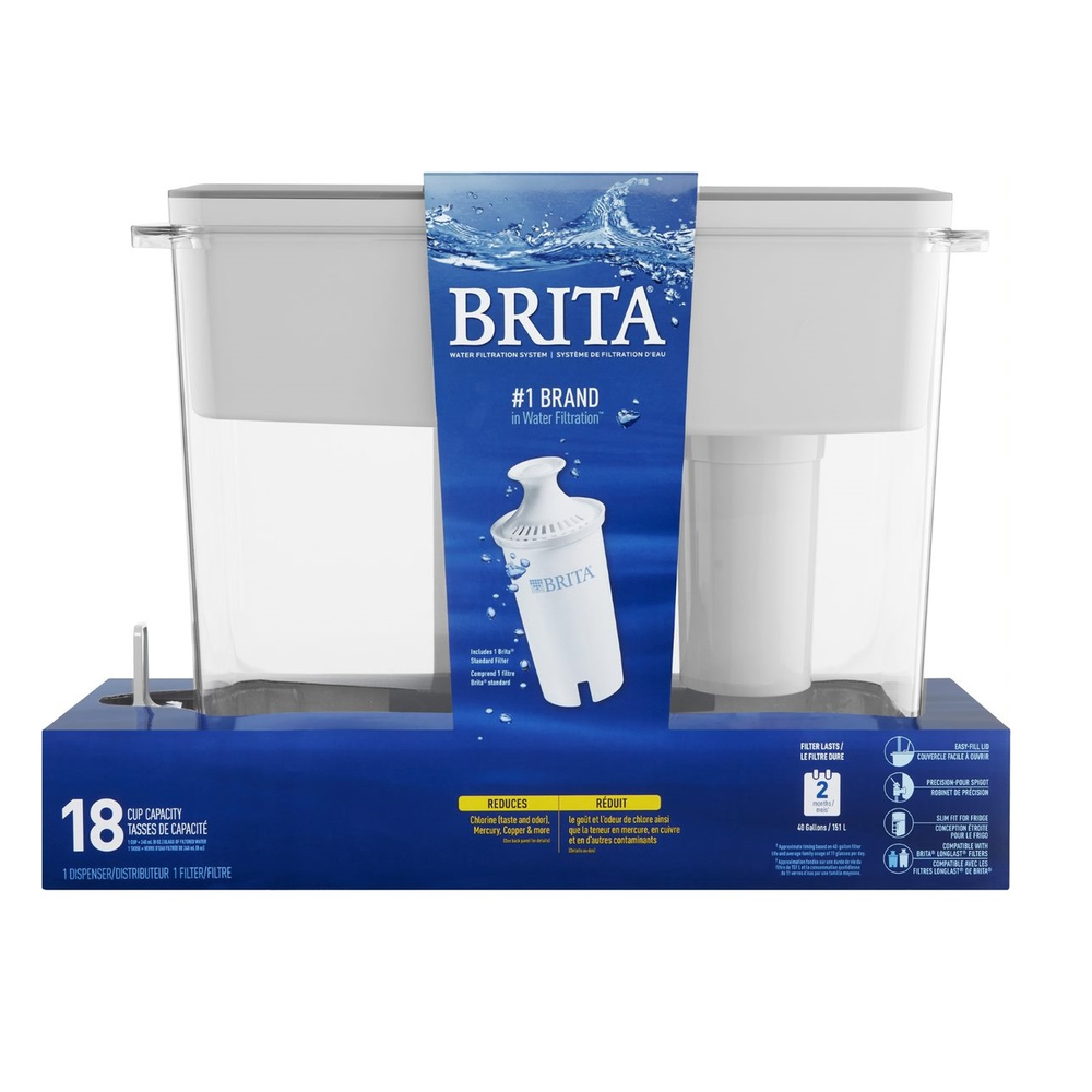  BRI636178CDN1  Système de filtration d'eau Brita en distributeur  UltraMax gris de 18 tasses avec 1 filtre de rechange
