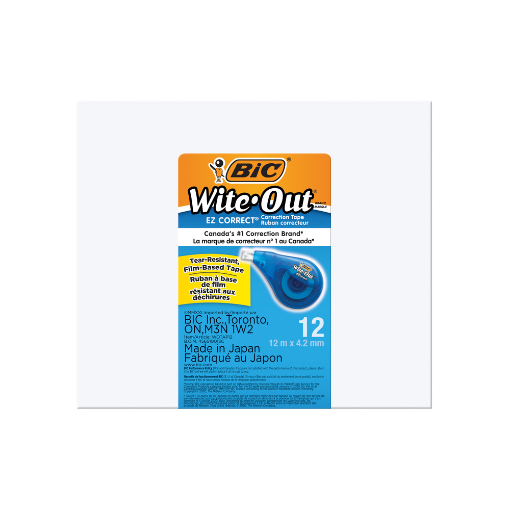 Ruban correcteur BIC Wite-Out EZcorrect, paquet de 4